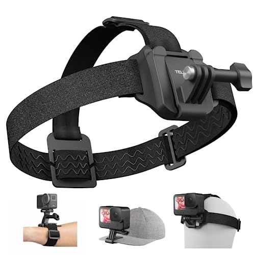 TELESIN Head Strap Mount with Cap Clip, Quick Release Head Belt Mount Compatible with GoPro Hero 13/12/11/10/9,insta360 X5 Fusion, Max, DJI OSMO Action 5 Pro Action 4 3, AKASO and Most Action Cameras