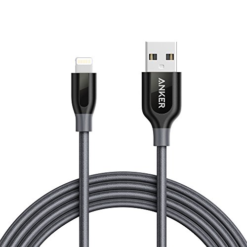 Anker Powerline+ Lightning Cable (6ft) Durable and Fast Charging Cable [Double Braided Nylon] for iPhone X / 8/8 Plus / 7/7 Plus / 6/6 Plus / 5s / iPad and More(Gray)
