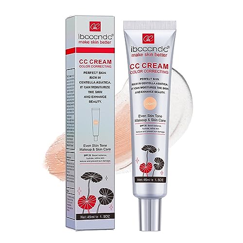 Color Correcting CC Cream,Hydrating CC Cream Foundation with Centella Asiatica Multi-Purpose Pre-makeup Primer Moisturizing Facial Concealer Sunscreen Full-Coverage CC Cream with SPF 25 (02)
