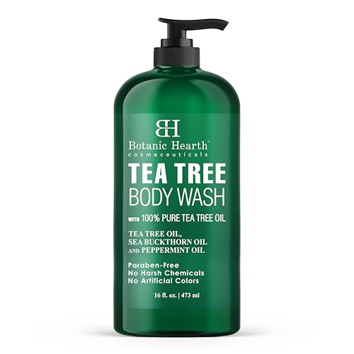 Botanic Hearth Tea Tree Body Wash | 16 Fl Oz | Helps Soothe Itchy, Dry Skin, Antifungal Body Wash With 100% Pure Tea Tree Oil | Sulfate Free, Paraben Free, For Men And Women
