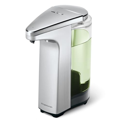 simplehuman 8 oz. Touch-Free Sensor Liquid Soap Pump Dispenser with Soap Sample, Brushed Nickel