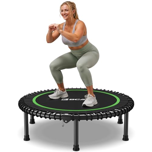 BCAN 40' Adult Fitness Trampoline with Durable Bungees, Stable & Quiet Exercise Rebounder,Great Mini Trampoline for Indoor/Garden Workout - Green