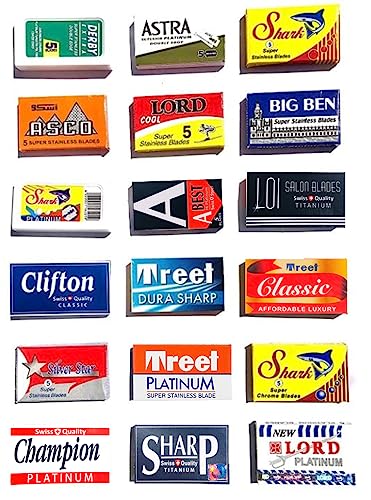 Astra-Derby-Shark-Lord-Treet-Sharp 100 Quality Double Edge Razor Blades Sampler (18 different brands)