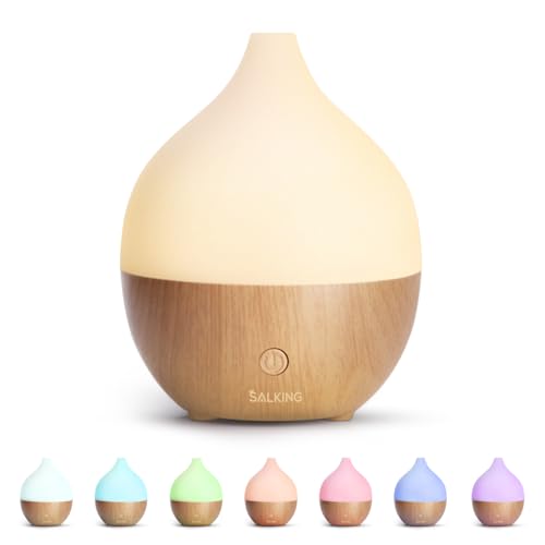 SALKING Essential Oil Diffuser, 100ml Small Aromatherapy Diffuser with Auto Shut-Off Function, Ultrasonic Diffusers for Essential Oils, Cool Mist Humidifier with Warm White Lights, for Office Home