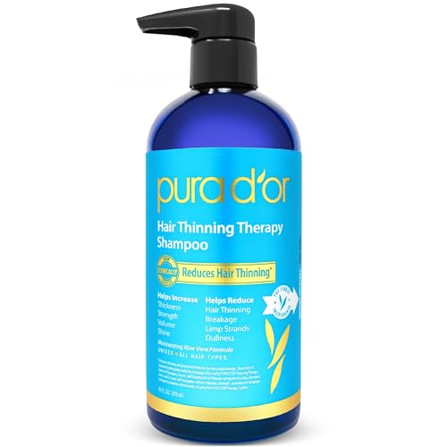 PURA D'OR 16 Oz Hair Thinning Therapy Biotin Shampoo - ORIGINAL Scent - CLINICALLY TESTED Effective Results, Herbal Blend Hair Thickening Products For Women & Men, Color Safe Routine Shampoo