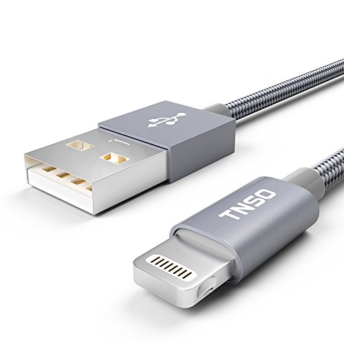 TNSO 2Pack Extra Long Nylon Braided 8 Pin Lightning Cable USB Charging Cord with Aluminum Connector- 6 Feet