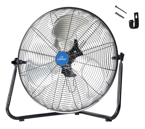 iLIVING 20 Inch Heavy Duty Floor & Wall Mount Fan - 5500 CFM High Velocity, 160-Watt, 3-Speed, Industrial Cooling for Garage, Workshop, Office, Home - UL Listed, Black