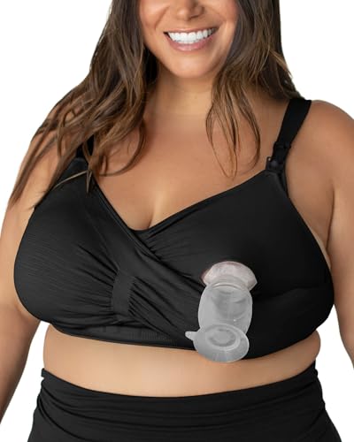 Kindred Bravely Sublime Pumping Bra Hands Free, Adjustable Pumping & Nursing Bra with EasyClip for All Breast Pumps (Black, 3X-Busty)