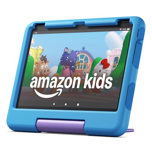 Amazon Fire HD 10 Kids tablet (newest model) ages 3-7 | Bright 10.1' HD screen with included ad-free and exclusive content, robust parental controls, 13-hr battery, 32 GB, Blue