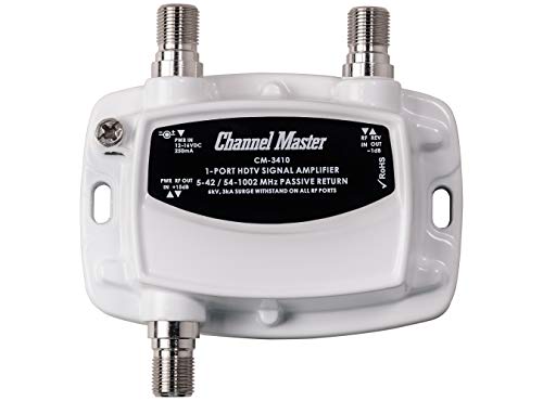 Channel Master Ultra Mini 1-1-Port TV Antenna Distribution Amplifier, 15dB gain, Compatible with Non-Amplified TV Antennas, Cable and Internet Modems, Increases Signal Strength, Indoor/Outdoor