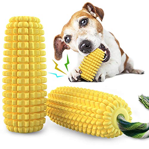 Carllg Dog Chew Toys for Aggressive Chewers, Indestructible Tough Durable Squeaky Interactive Dog Toys, Puppy Teeth Chew Corn Stick Toy for Small Medium Large Breed