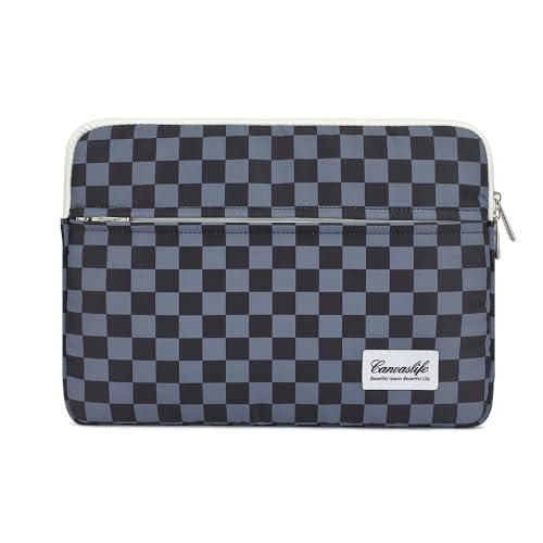 Canvaslife Black Checker Pattern Laptop Sleeve Case Cover with Pocket for MacBook Pro 14 inch and 14 inch-14.4 inch HP, Lenovo, Dell, ASUS, Acer Notebook Computer