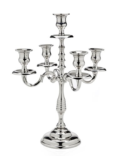 Nickle Plated Candelabra 5 Light Ribbed