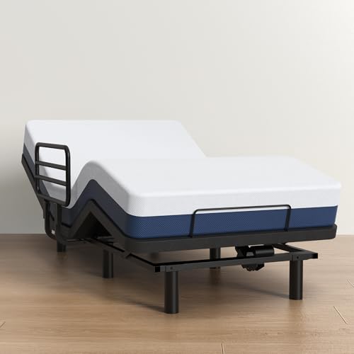 AbyssZen Adjustable Twin XL Bed Frame with One Side Rail, Electric Ergonomic Base for Comfort & Safety – Ideal for Seniors, Home Care & Hospital Use