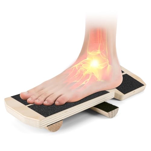 Ankle Foot Strengthener for Sprained, Ankle Balance Board, Single Leg Balance Board for Sprained Ankle Recovery, Wood Foot Balance Trainer for Posture Corrector, Home Gym Fitness Equipment
