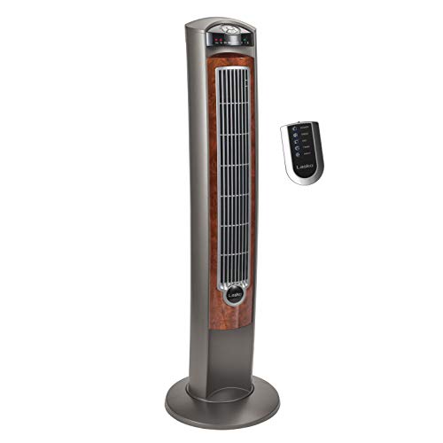 Lasko Oscillating Tower Fan with Remote, Quiet Floor Fans for Bedroom, 42', Woodgrain and Grey, T42954