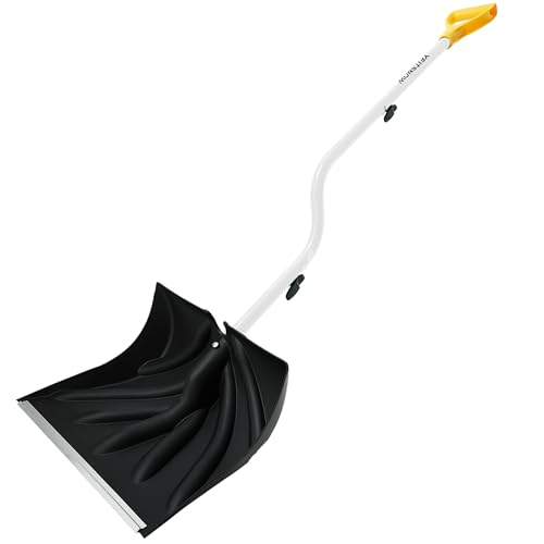 YEITSNOW Snow Shovel for Driveway Ergonomic Design 17” Reinforced Heavy Duty Snow Removal Easy Assembled Tool in Winter Snowy Day for Garage Car Parking Port Workshop Barn