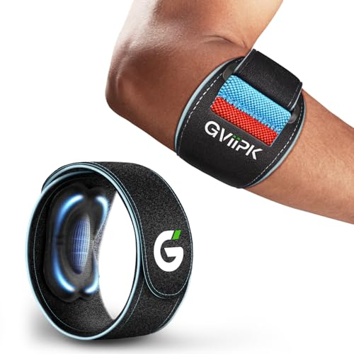 Gviipk Upgraded Tennis Elbow Brace for Men Women, Adjustable Golfers Elbow Support Strap Band for Tendonitis, Forearm Brace with Pressure Warning Design, Compression Pad for Forearm Tendon Pain Relief