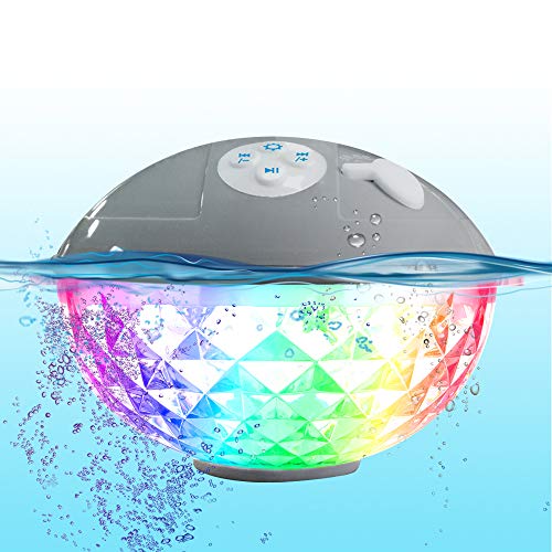 Floating Pool Speakers with Colorful Lights, IP68 Waterproof Bluetooth Speaker for Pool, Crystal Clear Sound Hot Tub Speaker for Pool, Spa and Outdoor