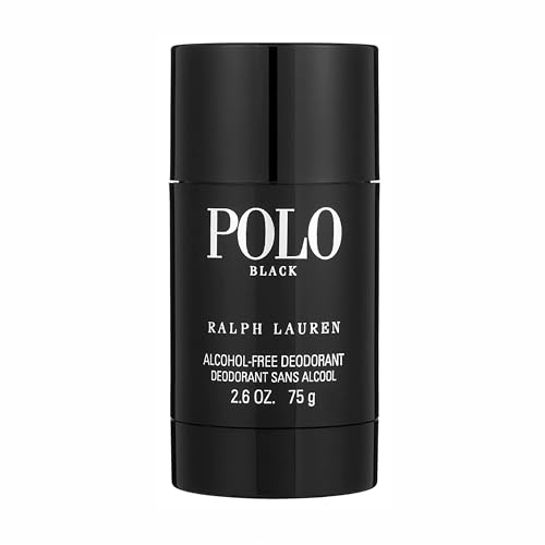 RALPH LAUREN FRAGRANCES Polo Black - Men's Deodorant - Woody & Fresh Scent - With Patchouli, Sandalwood, and Mandarin - Alcohol-Free, Long Lasting - 2.6 Oz