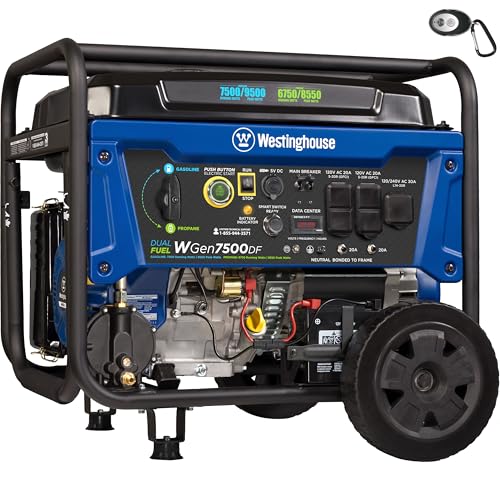 Westinghouse 9500 Peak Watt Dual Fuel Home Backup Portable Generator, Remote Electric Start, Transfer Switch Ready, Gas & Propane Powered
