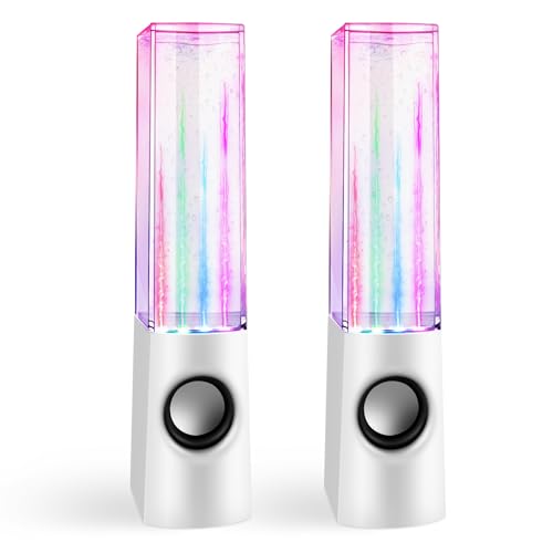 Aolyty Colorful LED Water Speaker with Dancing Fountain Light Show Sound for PC, MP3 Player, Laptops(White)