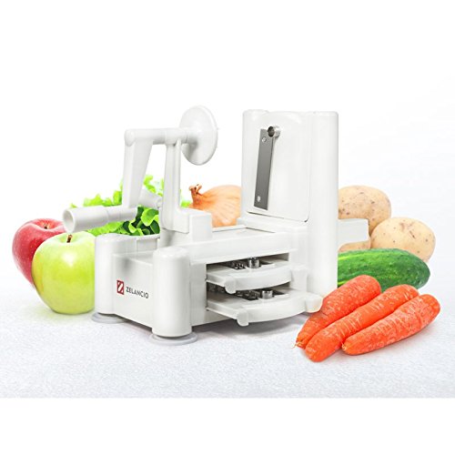 Zelancio Tri-Blade Plastic Spiral Fruit, Vegetable Slicer Spiralizer Bundle