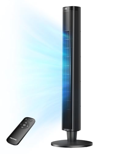 PELONIS 42-Inch Tower Fan for Bedroom – 26ft/s, 90° Oscillating Tower Fan with Remote Control, LED Display – Floor Fan for Indoors with 6 Speeds, 4 Modes and 24-Hour Timer – ETL Certified