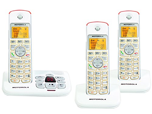 Motorola DECT 6.0 Cordless Big Backlit Button Phone with 3 Handsets, Caller ID and Answering System K703B - Black