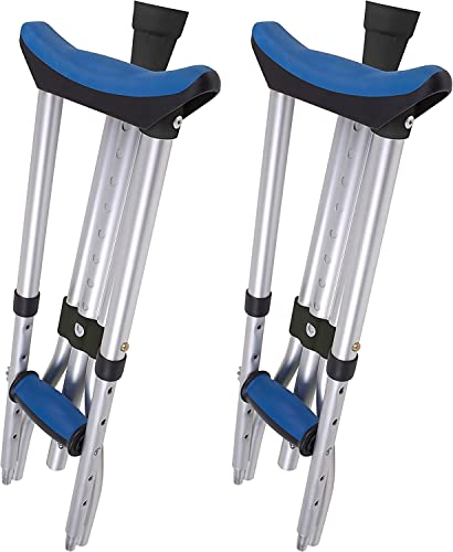 Carex Folding Aluminum Under Arm Crutches for Adults 4'11' to 6'1', 2 Lightweight Crutches Included, Universal for Walking, Walking Aid for Kids, Adults & Seniors, Includes Padded Underarm Cushions