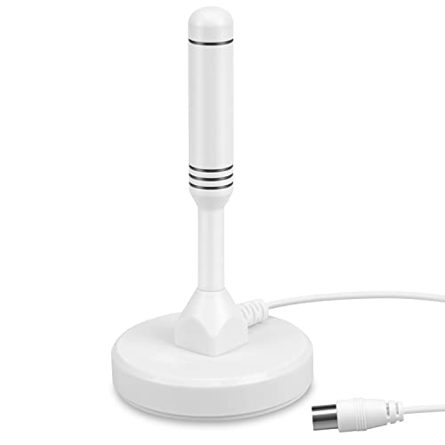 HDTV Antenna - August DTA240 - Portable Indoor/Outdoor Digital TV Antenna with Magnetic Base, 50-Mile Range, and 6.5ft Coaxial Cable for Smart and HDTVs