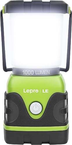 LE 1000LM Battery Powered LED Camping Lantern, Waterproof Tent Light with 4 Light Modes, Camping Essentials, Portable Lantern Flashlight for Camping, Emergency Light, Power Outages, Not Rechargeable
