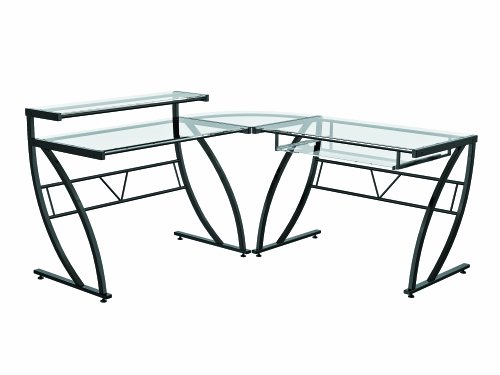 Z-Line Designs Belaire Glass L-Shaped Computer Desk