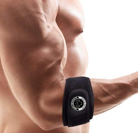 Hercules Premium Tennis Elbow Brace - Golfer's Elbow Pain Relief System with Compression Pad for Tendonitis, Repetitive Stress Injury & Arthritis - Sports Armband with BONUS Wrist Sweatband