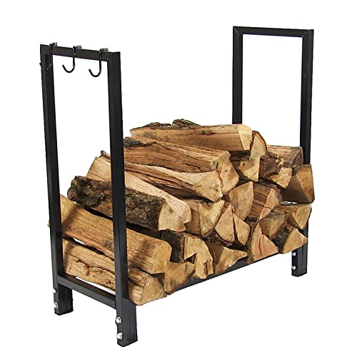 Sunnydaze Outdoor 30-Inch Firewood Log Rack - Small Fireplace or Fire Pit Wood Storage Holder - Black