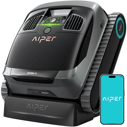 AIPER Scuba X1 Cordless Robotic Pool Cleaner, Upgraded Battery Life and Cross Pattern Smart Navigation, Horizontal Waterline Scrubbing, Ideal for Inground Pools up to 2,150 sq.ft