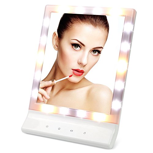 LED Lighted Makeup Mirror - Vanity Mirror Led Cosmetic Mirror, Smart Touch Makeup Mirror with Light (18 LED) , Wall Mount Make Up Mirror