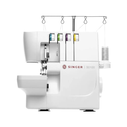 SINGER S0100 Metal Frame Serger with Accessory Kit | Overlock Machine with 6 Built-in Stitches, 2-3-4 Thread Capability, Adjustable Tension & Stitch Length, 1300 Stiches per Minute & Differential Feed