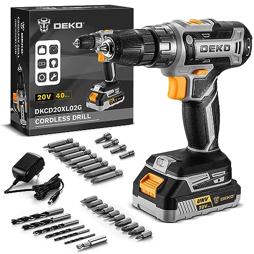 Power Drill Cordless: DEKO PRO Cordless Drill 20V Electric Power Drills Set Tool Drills Cord-less Set with Battery and Charger