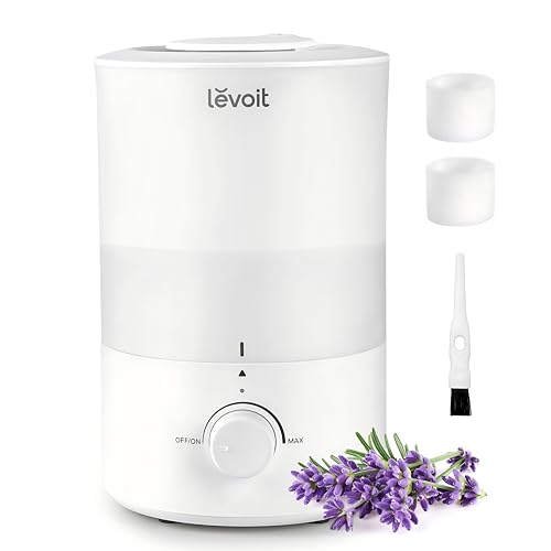 LEVOIT Humidifiers for Bedroom, Quiet (3L Water Tank) Cool Mist Top Fill Essential Oil Diffuser with 25Watt for Home Large Room, 360° Nozzle, Rapid Ultrasonic Humidification for Baby Nursery and Plant