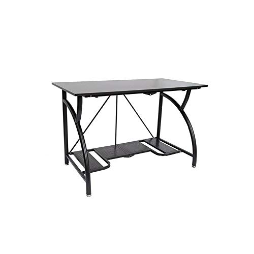 Origami Large Foldable Two-Shelf Desk, Sturdy Steel-Frame Laptop Computer Table, Black