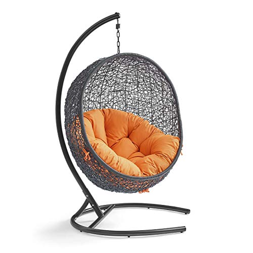 Modway EEI-739-ORA-SET Encase Swing Outdoor Patio Lounge Chair, With Stand, Orange