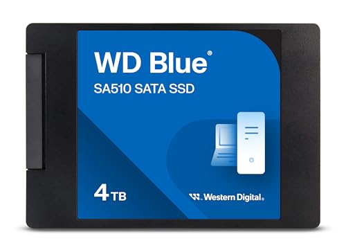 Western Digital 4TB WD Blue SA510 SATA Internal Solid State Drive SSD - SATA III 6 Gb/s, 2.5'/7mm, Up to 560 MB/s - WDS400T3B0A
