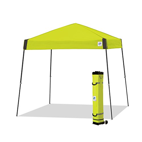 E-Z UP Vista Instant Shelter Canopy, 10' x 10', Gray Powder-Coated Steel Frame with Wide-Trax Roller Bag & 4 Piece Spike Set, Limeade
