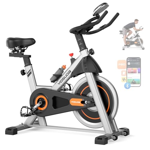 YOSUDA Exercise Bike, Brake Pad Stationary Bike for Home with Exclusive App, Magnetic Indoor Cycling Bike with 300 lb Weight Capacity, Low Noise, Tablet Holder and Fitness Courses for Weight Loss
