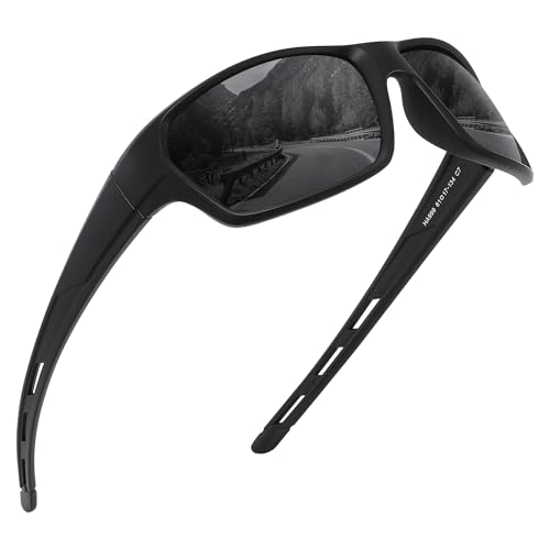 XVXV Polarized Sports Sunglasses for Men - UV Protection Sun Glasses Lightweight Wrap Around Goggles for Running Fishing Golf(GREY)