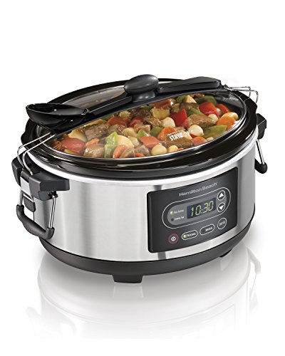 Hamilton Beach Portable 5-Quart Digital Programmable Slow Cooker with Lid Lock, Silver (33957)