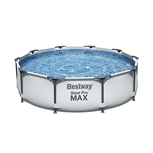 Bestway Steel Pro MAX 10 Foot x 30 Inch Round Metal Frame Above Ground Outdoor Backyard Swimming Pool Set with 330 GPH Filter Pump