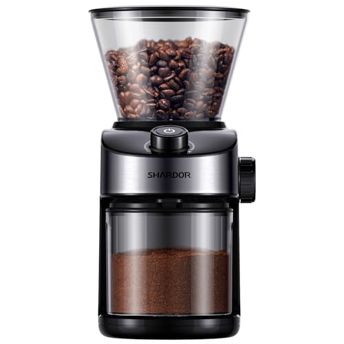 SHARDOR Burr Coffee Grinder, Electric Grinder with 32 Precision Grind Settings, 40-Second Adjustable Timer, and Chamber Cleaning Function for Home Brewing