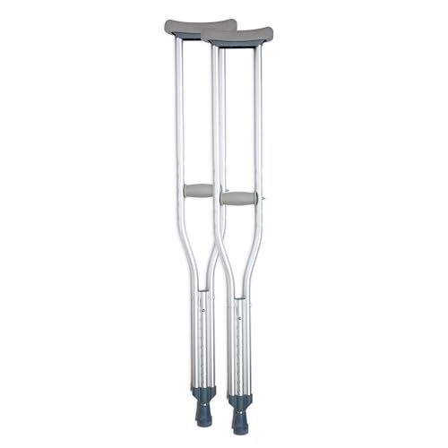 BodyMed Aluminum Crutches, Tall (Pair) - Adjustable Height (5'10' - 6'6'), Lightweight Design, Padded Underarm Cushions & Hand Grips, Non-Slip Rubber Tips - Supports Up to 300 Pounds